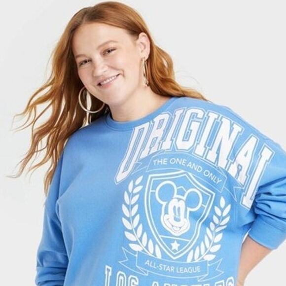 Disney Original Mickey Mouse Champion Blue Crewneck Fleece Sweatshirt Women Sz L - Picture 8 of 8